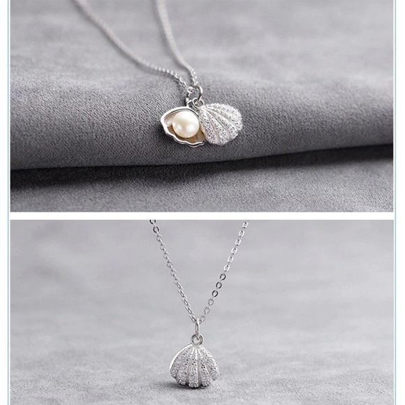 NEW 925 Sterling Silver Pearl Shell Necklace Y - Picture 4 of 8